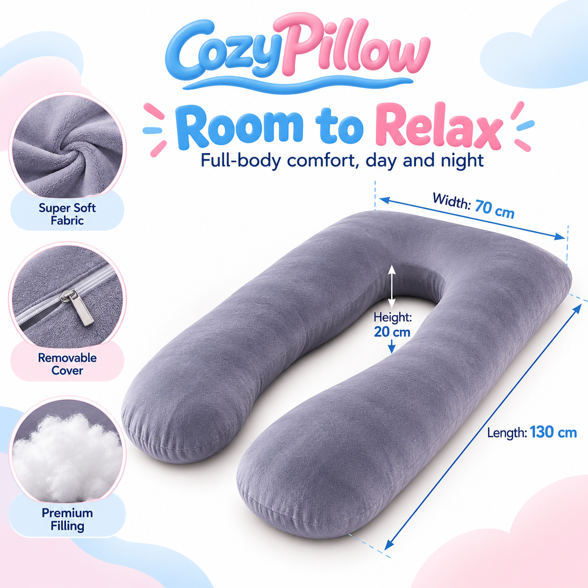 U-Shaped Full Body Pillow