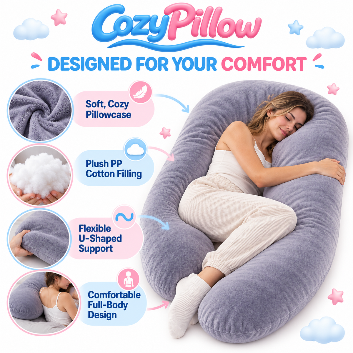 U-Shaped Full Body Pillow